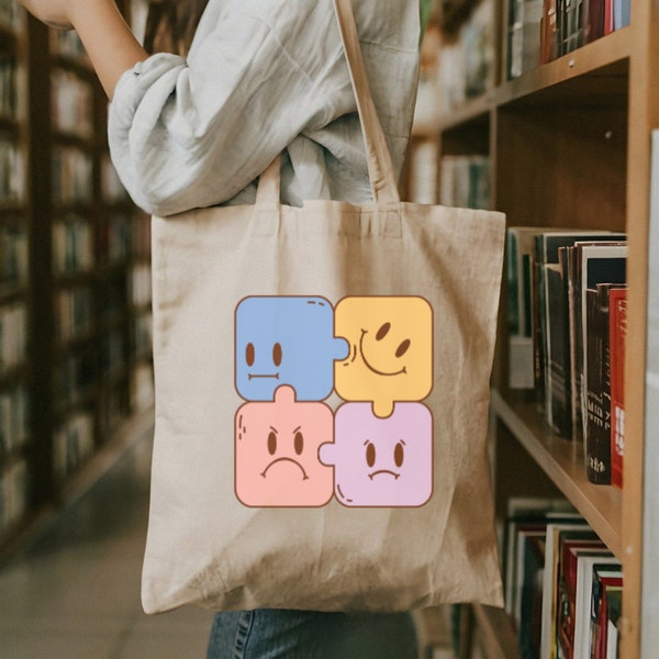 Jigsaw Puzzle Tote Bag Puzzle Bag Mental Health Awareness Gift Mental Health Tote Bag Puzzle Lover Gift