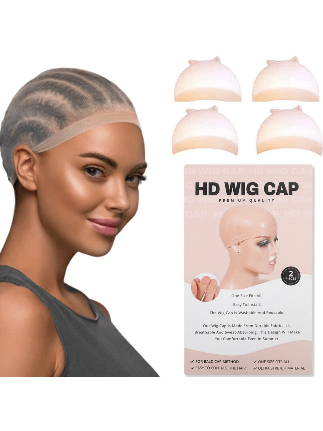 2pcs Invisible HD Wig Caps for Lace Front Wigs Transparent Etsy