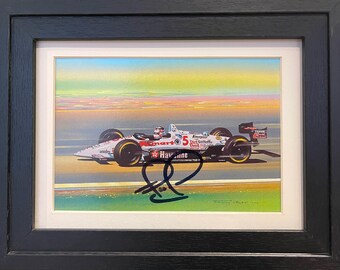 Stunning Nigel Mansell Hand Signed Formula 1 Presentation Framed 8&#39; inch x 6&#39; inch - Complete With COA - Certificate Of Authenticity.