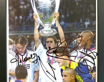 Raul, Anelka, Redondo, Real Madrid Legends, Black Framed 25cm x 20cm Guaranteed Hand Signed Photo Presentation With COA