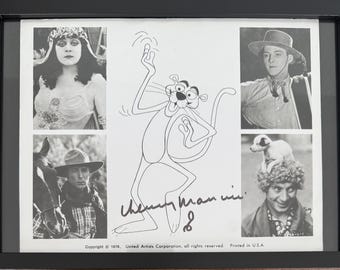 Henry Mancini, Film Composer, 100% Guaranteed Hand Signed Pink Panther Hand Written Note Card  Photo Presentation & COA Framed 30cm x 20cm.