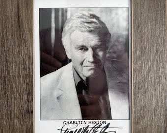 Charlton Heston, Academy Award Winning Actor, Guaranteed Hand Signed Publicity Photo & AFTAL Member COA -  Framed 7' x 5' inch