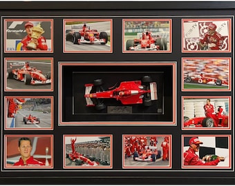 Michael Schumacher, Former F1 World Champion Framed Guaranteed Hand Signed Die Cast Ferrari Car Presentation, 84cm x 59cm x 8cm With COA