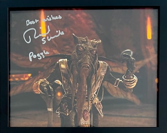 Richard Stride (Poggie the Lesser) Star Wars Hand Signed Photo Presentation Framed 10 x 8 inch, With AFTAL COA, Certificate of Authenticity
