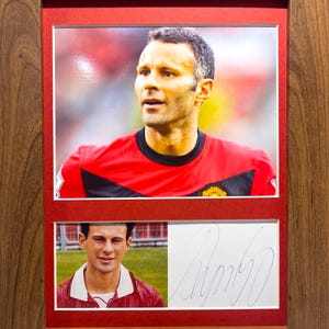 Ryan Giggs, 100% originele en authentieke handgetekende kaart ingelijste Manchester United-fotopresentatie - met (COA)