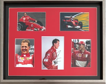 Michael Schumacher, Former F1 World Champion, Ferrari Driver, Framed Guaranteed Hand Signed Mounted Photo Presentation, 50cm x 40cm With COA