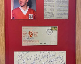 Jimmy Armfield Blackpool England Legend, Multi - Hand Signed incl. Charlton, Lee, Hunt, Allison, Bremner etc. Testimonial FDC & AFTAL COA