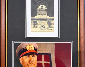 Benito Mussolini Former Italian Fascist Dictator Stunning 100% Guaranteed Hand Signed Mounted Card Presentation 40cm X 30cm & COA