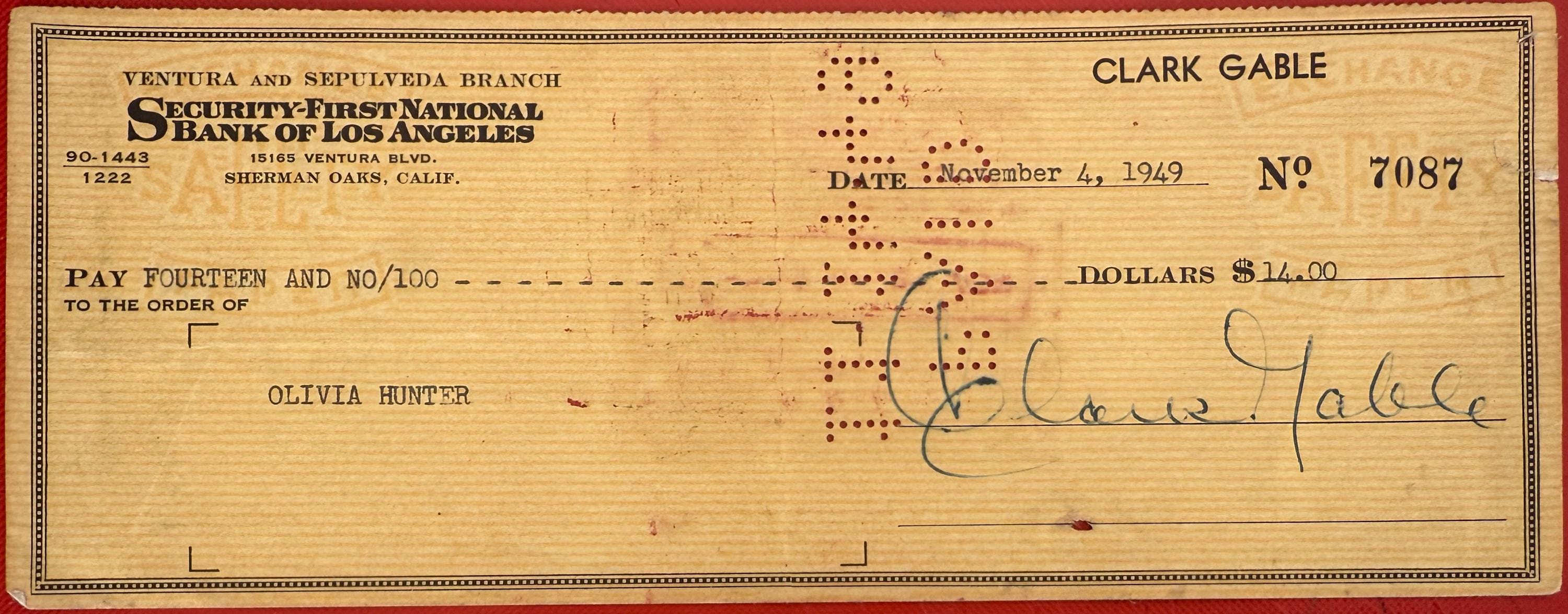 クラーク・ゲーブル 希少 見事な本物 100% 保証 直筆サイン入り 1949年