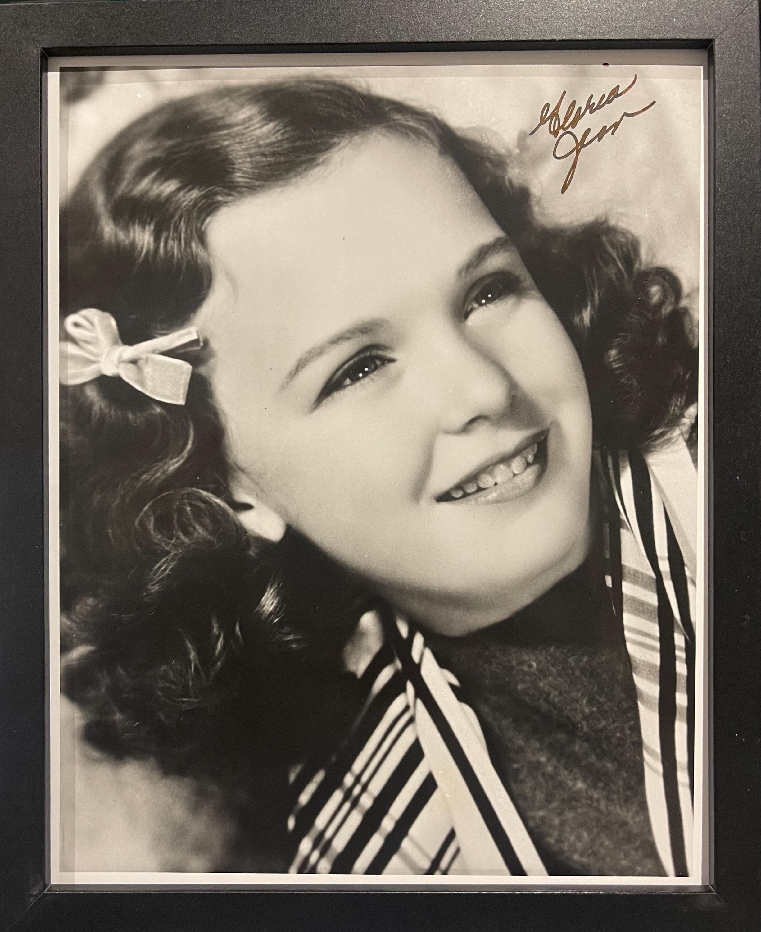 Gloria Jean, 100% Guaranteed Hand Signed Photo - With COA - Certificate Of Authenticity. Black Framed (10' inch X 8' inch).