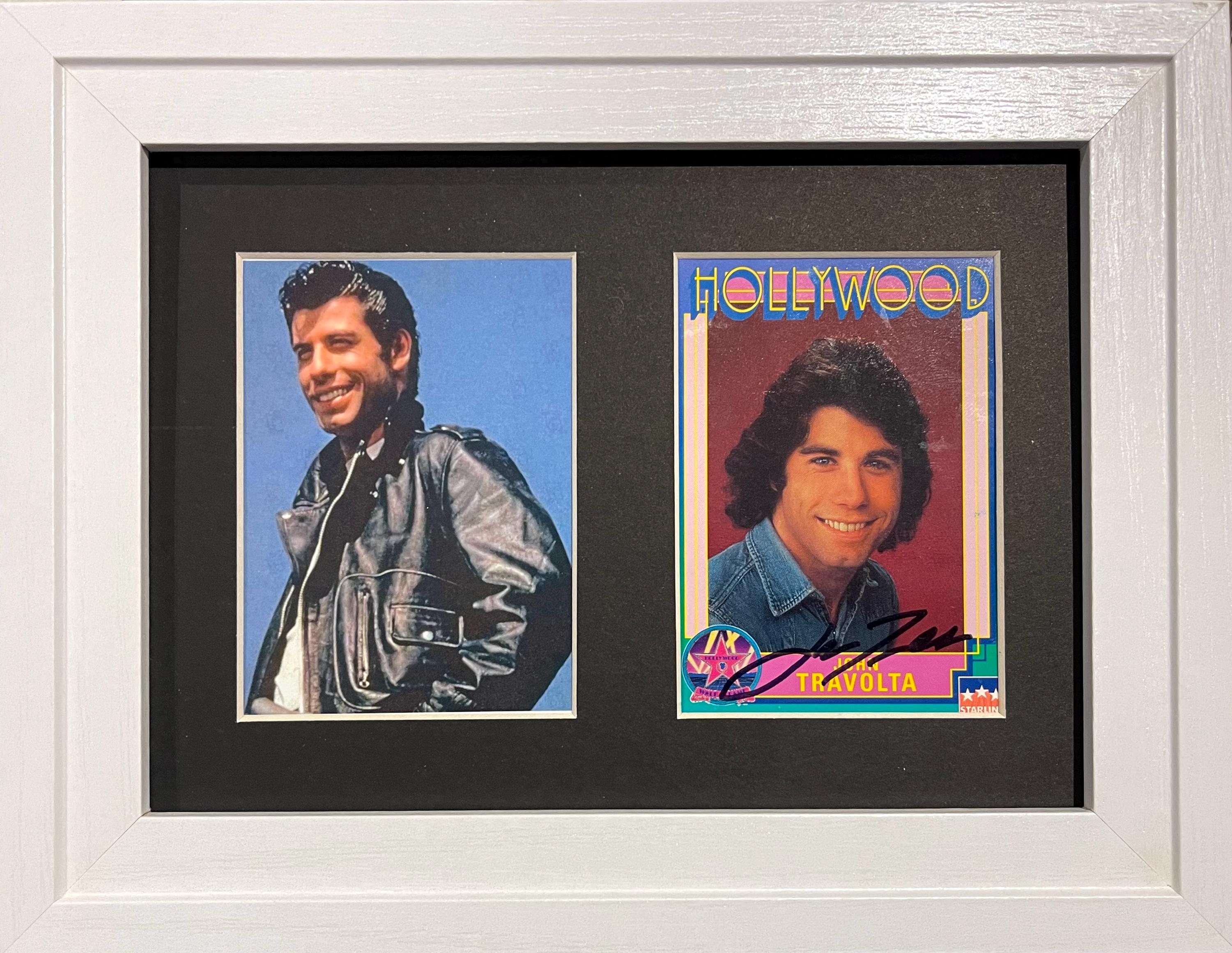 John Travolta, Famous Actor, Grease/Pulp Fiction, Framed 8' x 6' inch 100% Hand Signed Trading Card & AFTAL Certificate Of Authenticity COA