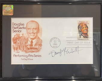 RARE Stunning Genuine 100% Guaranteed Hand Signed Douglas Fairbanks Junior Mounted First Day Cover (FDC) (8' inch x 6' inch) With COA.