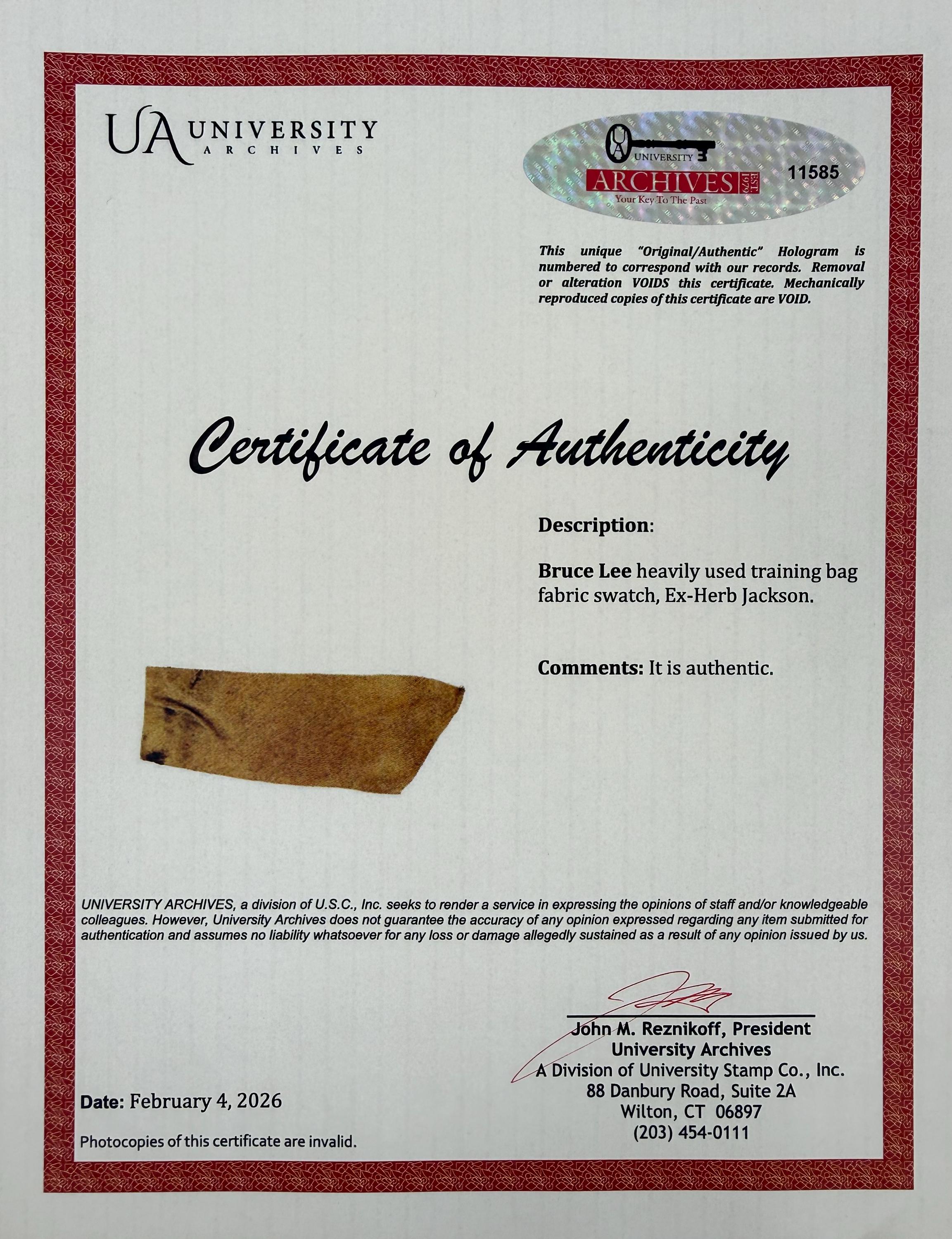 Bruce Lee’s Actual Cut Used Kick-bag Relic. Authenticated by John ...