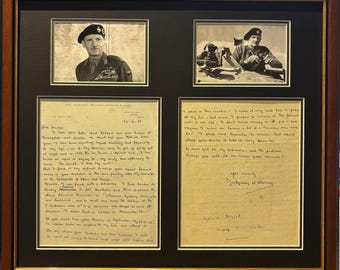 Field Marshall Bernard Montgomery Former Allied Military General, Stunning 100% Guaranteed Hand Written Signed Mounted Letter, 55X45cm & COA