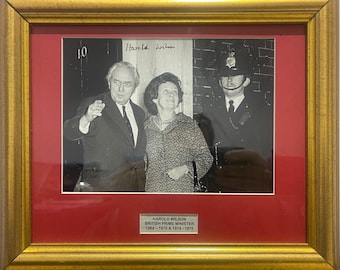 Harold Wilson, Former British Prime Minister, Gold Leaf Framed (12' x 8' inch) 100% Hand Signed Photo With Certificate Of Authenticity COA