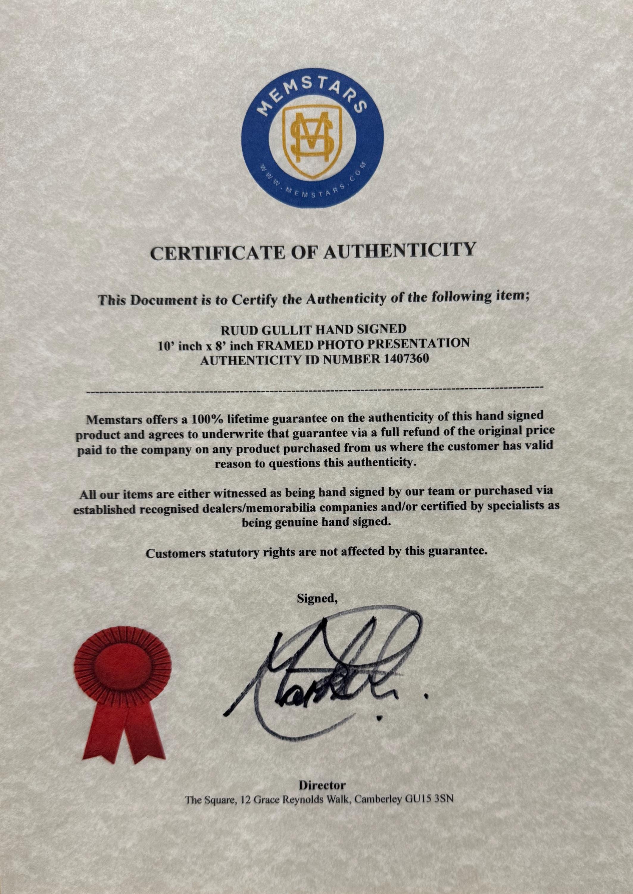 ルート・フリット、チェルシー、ACミラン、オランダの伝説 - 黒の額