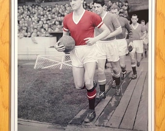 Bill Foulkes Manchester United Legend Guaranteed Hand Signed Oak Framed 16' inch x 12' inch Limited Edition Photo & AFTAL COA.
