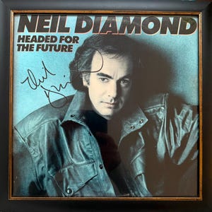 New Diamond, Guaranteed Hand Signed &#39;Headed For The Future&#39; Framed 30cm x 30cm 12&#39; inch vinyl Album with UACC/AFTAL Member COA