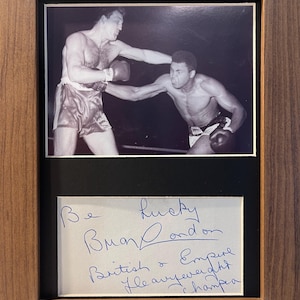 Brisur London - Ehemaliger Schwergewichts-Boxchampion, handsignierte Karte, Foto. und Rahmen 8 'x 6' Zoll, mit COA Echtheitszertifikat