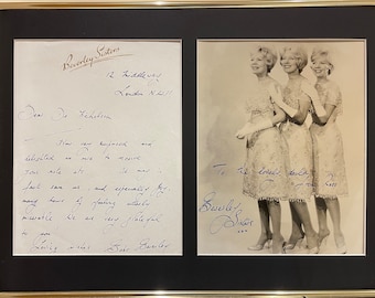 Babs Beverley From The Beverley Sisters RARE and STUNNING, 100% Guaranteed Hand Signed Letter And Photo Framed 16' inch x 12' inch With COA