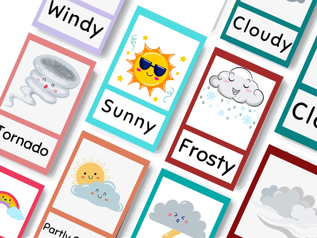 Weather Name Flashcards Printable Weather Name Flashcards Etsy