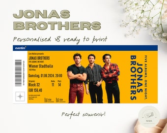 Jonas Brothers 5 Albums One Night / Fan Souvenir Ticket individualisierbar