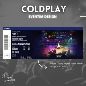 Coldplay Music of the Spheres / Fan Souvenir Konzertkarte individualisierbar Bild 2