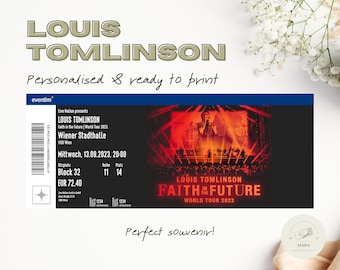 Louis Tomlinson Faith in the Future Tour / Fan Souvenir Konzertkarte individualisierbar