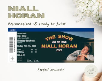 Niall Horan The Show/Fan Souvenir Konzertkarte individualisierbar