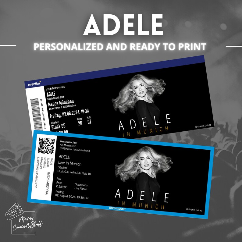 ADELE in Munich / Fan Souvenir Concertticket customizable zdjęcie 1