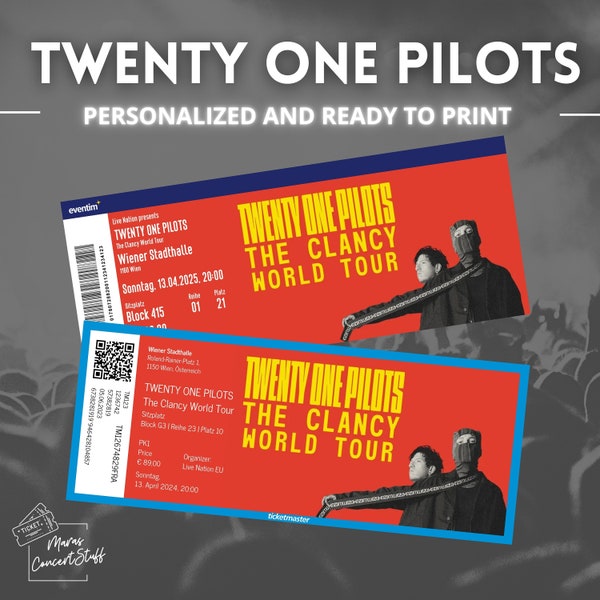 Twenty One Pilots The Clancy World Tour / Fan Souvenir Concertticket customizable