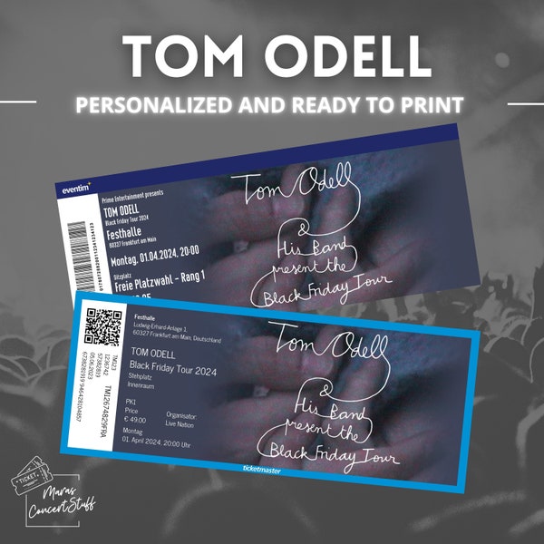 Tom Odell Black Friday Tour / Fan Souvenir Concertticket customizable