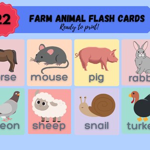 Adorable Farm Animal Flashcards for Kids - Learning Cards - Perfect Gift for Toddlers and Preschoolers- Montessori and Homeschool Friendly