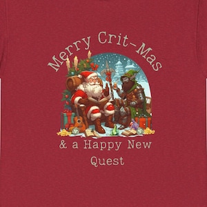 Camiseta navideña Dnd Shirt, Merry Crit-Mas & A Happy New Quest, Regalo para DM o Dungeons and Dragons Player Group, Fans de Magic Card RPG