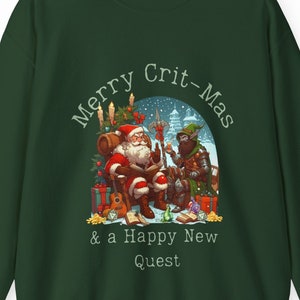 Camiseta Dnd Jersey navideño "Merry Crit-mas and a Happy New Quest" Regalo para DM o grupos de jugadores de Dragones y mazmorras y fans de los juegos de rol de cartas mágicas