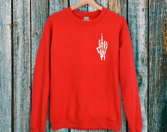 Rude Skeleton Finger Halloween Pullover - Ironische Grafik
