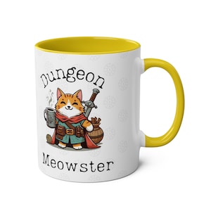 猫のディテール付きダンジョン ニャースター マグカップ RPG グループ ゲーム プレイヤーへのゲーム マスター ギフト 画像 2