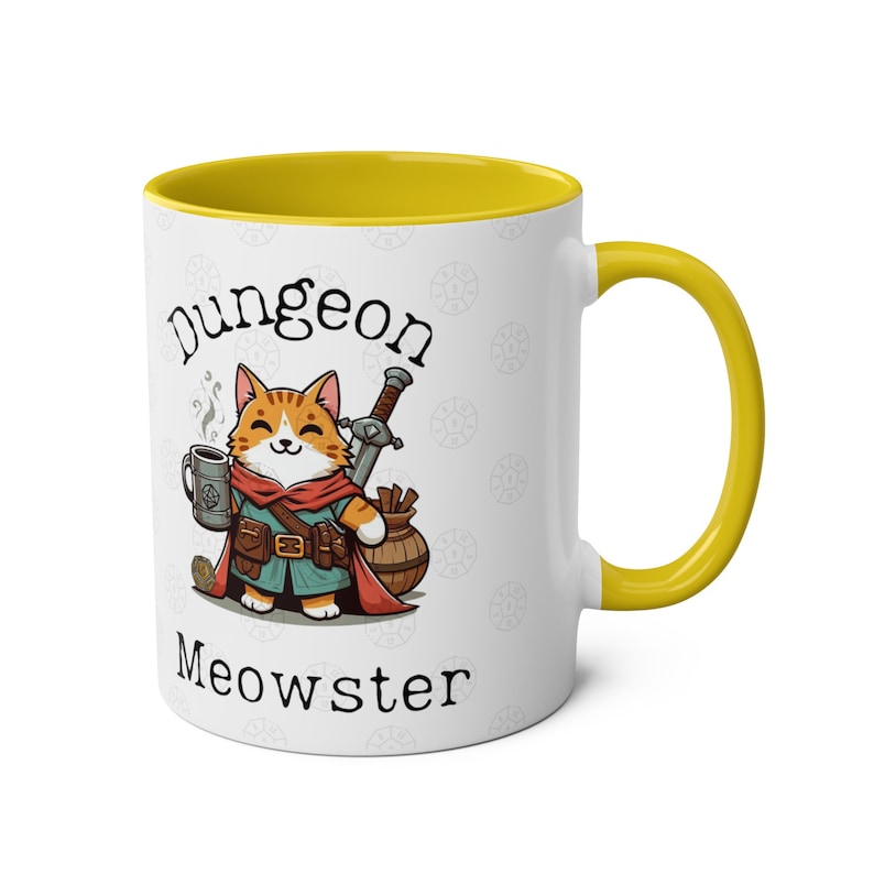 猫のディテール付きダンジョン ニャースター マグカップ RPG グループ ゲーム プレイヤーへのゲーム マスター ギフト 画像 2