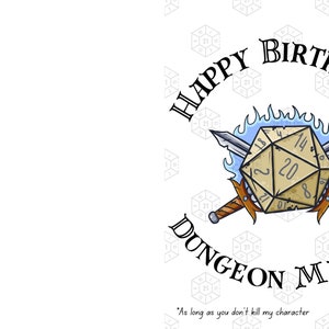Dnd Birthday Card for Dungeon Game Master (DM) | Blank Greeting Card ...