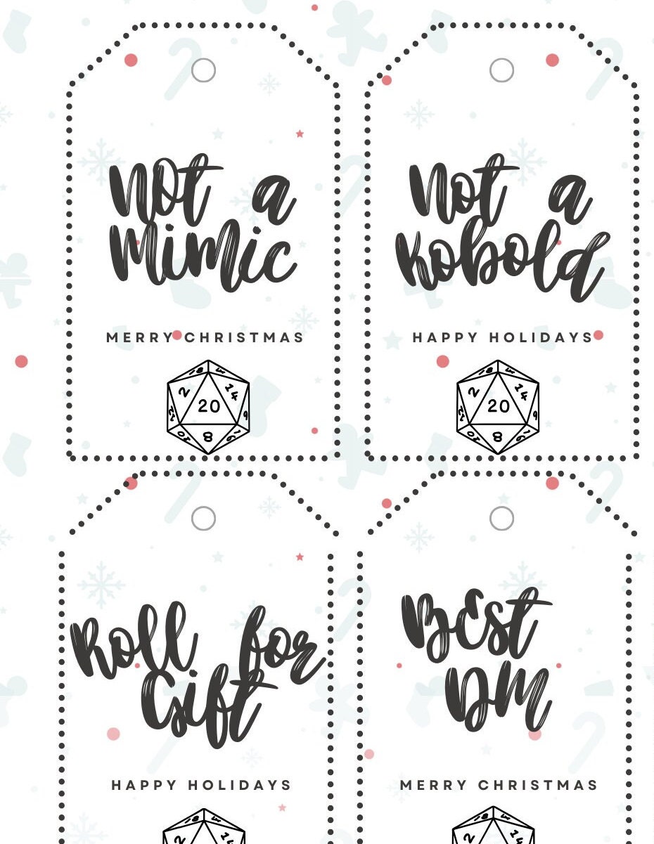 Dnd Gift Tags: Printable D20 Theme (digital Download) - Etsy UK