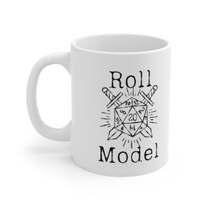 DnD Dice Roll Model Mug for Dungeons, Dragons Dads BG3 Astarion or Karlach Fans. Ideal Christmas Gift Mothers or Father Day