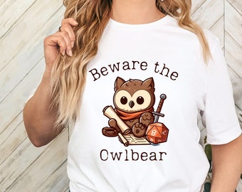 DND Shirt Beware the Owlbear BG3 DnD Inspired Shirt for Dungeons, Dragons fans, Baldurs 3 Astarion, Karlach and Gale TTPRG fans.
