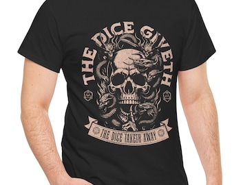 D20 Dice Giveth And Taketh Away Dragon Rpg Retro Board Gamer T-Shirt D20 Dice Giveth And Taketh Away Dragon Rpg Retro Board Gamer T-Shirt