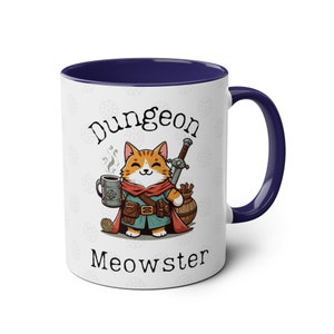 DND-mugg med kattdetalj, Dungeon Meowster, Game Master-gåva för RPG-gruppspelare