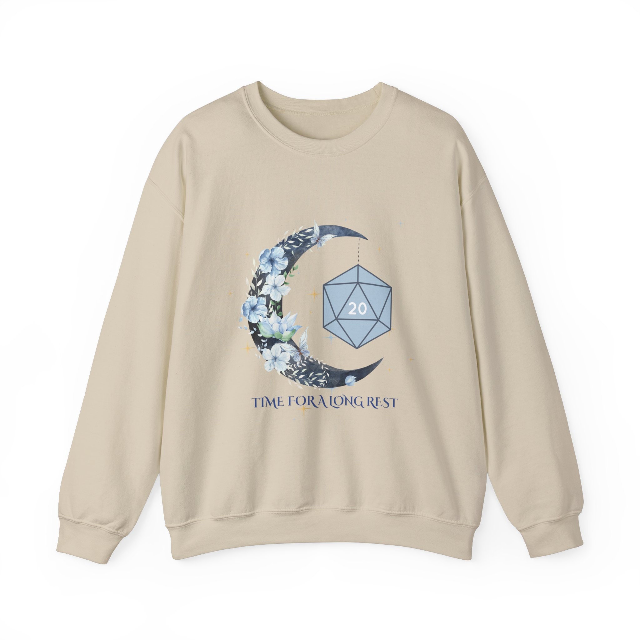 Dnd Shirt Time for Long Rest with Moon and D20 Detail, Perfect Gift Idea for Dungeons, Dragons, Bg3, Game Masters, Dogma Players