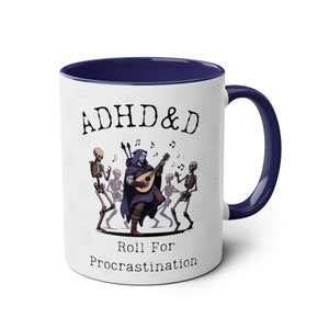 Dnd ADHD Gift Mug For BG3, Dungeon Game Masters, Bards Necromancers Drow, Half Elves. Bardic Inspiration