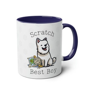 Scratch Baldur 3 Mug | Forget Astarion: Get the Best Boy! BG3 Dog Mug for RPG Doggo Fans DnD Dice, Scratch&#39;s Sniff Image