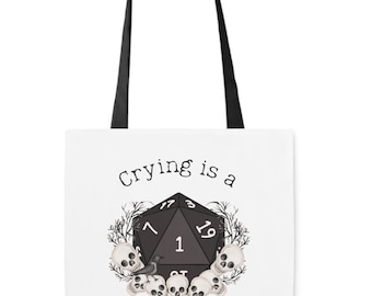 Dnd Bag Of Holding, Crying Is a Free Action Critical Fail Dice BG3 Tote for Baldur 3 Fans. Great Gift For Dm or Player
