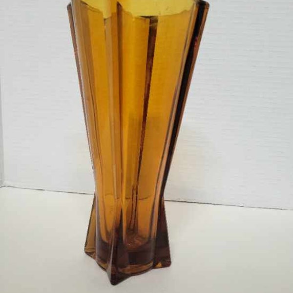 Vintage Anchor Hocking Amber Rocket Vase atomic vase art deco