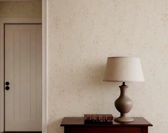 Papel pintado de flores silvestres en tonos neutros: mural floral vintage autoadhesivo para dormitorios de estilo cottagecore.